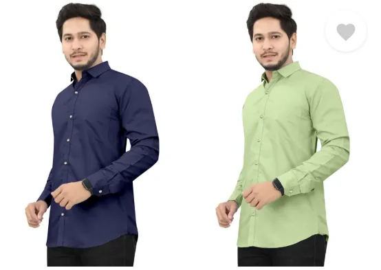Men's Casual Shirts | Regular Fit, Self Design|Curved Collar | Pack of 2| Shirts for Daily Wear, Office, Travel | M to XXL Sizes|Assorted Colors image 3