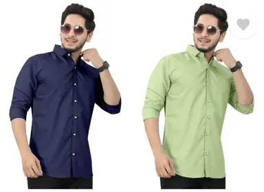 Men's Casual Shirts | Regular Fit, Self Design|Curved Collar | Pack of 2| Shirts for Daily Wear, Office, Travel | M to XXL Sizes|Assorted Colors thumbnail 3