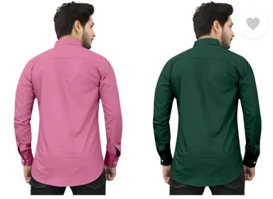 Men's Casual Shirts Regular Fit| Self Design| Curved Collar | Pack of 2 |Shirts for Daily Wear| Office, Travel | M to XXL Sizes|Assorted Colors thumbnail 1