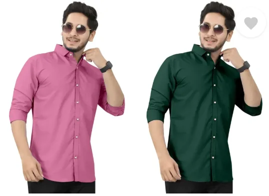 Men's Casual Shirts Regular Fit| Self Design| Curved Collar | Pack of 2 |Shirts for Daily Wear| Office, Travel | M to XXL Sizes|Assorted Colors image 4