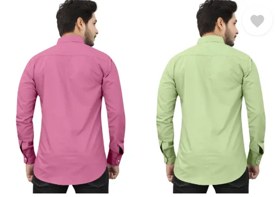 Men's Casual Shirts Regular Fit| Self Design| Curved Collar | Pack of 2| Shirts for Daily Wear| Office, Travel | M to XXL Sizes|Assorted Colors image 2