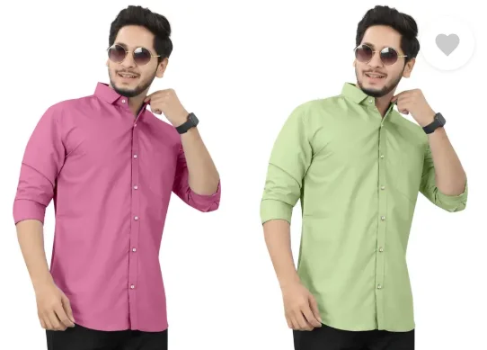 Men's Casual Shirts Regular Fit| Self Design| Curved Collar | Pack of 2| Shirts for Daily Wear| Office, Travel | M to XXL Sizes|Assorted Colors image 4