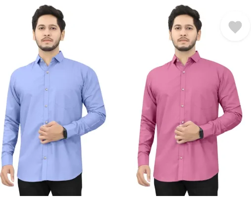 Men's Casual Shirts | Regular Fit, Self Design, Curved Collar | Pack of 2 | Daily Wear, Office, Travel | Assorted Colors image 2