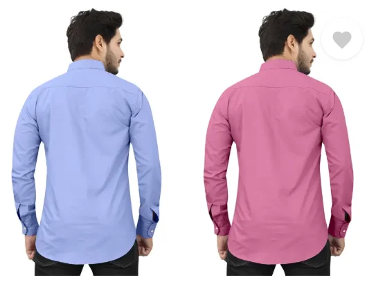 Men's Casual Shirts | Regular Fit, Self Design, Curved Collar | Pack of 2 | Daily Wear, Office, Travel | Assorted Colors image 3