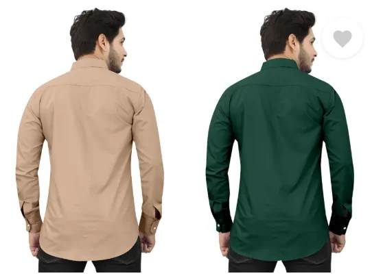 Men’s Regular Fit Casual Shirt | Pack of 2 | Self Design | Curved Collar | Comfortable & Stylish | Multiple Colors image 3