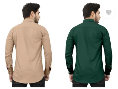 Men’s Regular Fit Casual Shirt | Pack of 2 | Self Design | Curved Collar | Comfortable & Stylish | Multiple Colors thumbnail 2