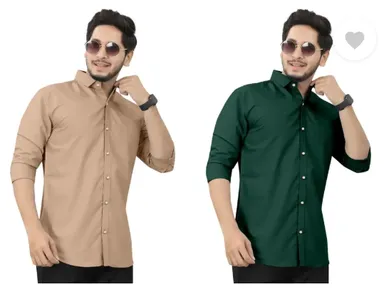 Men’s Regular Fit Casual Shirt | Pack of 2 | Self Design | Curved Collar | Comfortable & Stylish | Multiple Colors thumbnail 0