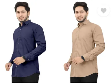 Men’s Regular Fit Casual Shirt | Pack of 2 | Self Design | Curved Collar | Comfortable & Stylish | Multiple Colors thumbnail 2