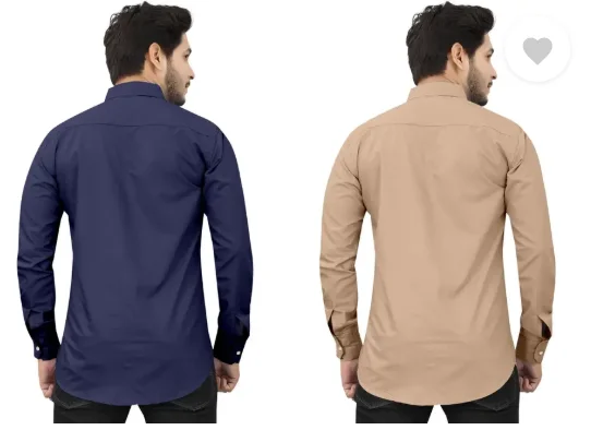 Men’s Regular Fit Casual Shirt | Pack of 2 | Self Design | Curved Collar | Comfortable & Stylish | Multiple Colors image 2