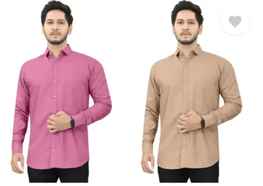Men’s Regular Fit Casual Shirt | Pack of 2 | Self Design | Curved Collar | Comfortable & Stylish | Multiple Colors thumbnail 3