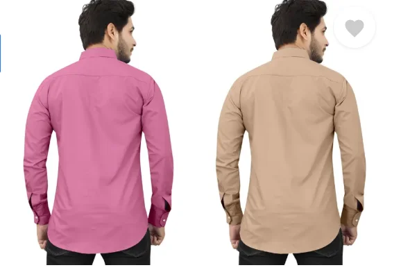 Men’s Regular Fit Casual Shirt | Pack of 2 | Self Design | Curved Collar | Comfortable & Stylish | Multiple Colors image 3