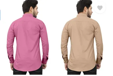 Men’s Regular Fit Casual Shirt | Pack of 2 | Self Design | Curved Collar | Comfortable & Stylish | Multiple Colors thumbnail 2