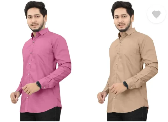 Men’s Regular Fit Casual Shirt | Pack of 2 | Self Design | Curved Collar | Comfortable & Stylish | Multiple Colors image 2