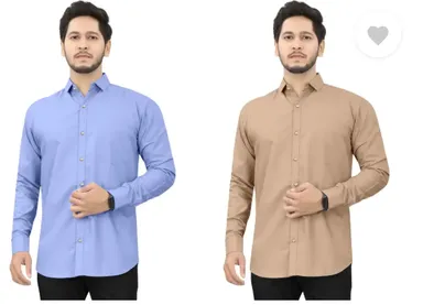 Men’s Regular Fit Casual Shirt | Pack of 2 | Self Design | Curved Collar | Comfortable & Stylish | Multiple Colors thumbnail 3