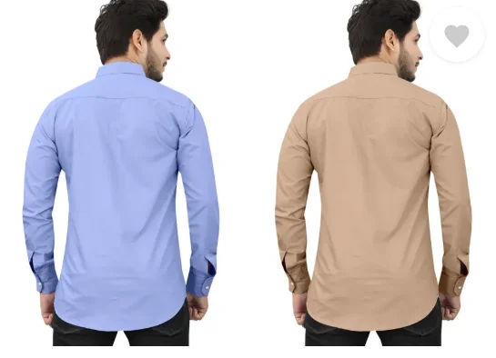 Men’s Regular Fit Casual Shirt | Pack of 2 | Self Design | Curved Collar | Comfortable & Stylish | Multiple Colors image 3