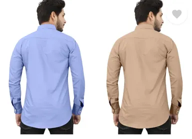 Men’s Regular Fit Casual Shirt | Pack of 2 | Self Design | Curved Collar | Comfortable & Stylish | Multiple Colors thumbnail 2