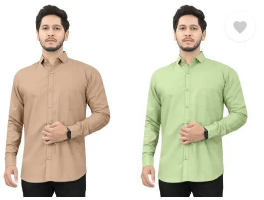 Men’s Regular Fit Casual Shirt | Pack of 2 | Self Design | Curved Collar | Comfortable & Stylish | Multiple Colors image 4