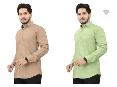 Men’s Regular Fit Casual Shirt | Pack of 2 | Self Design | Curved Collar | Comfortable & Stylish | Multiple Colors thumbnail 1