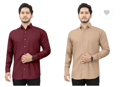 Men's Regular Fit Self-Design Curved Collar Casual Shirt | Pack of 2|Comfortable & Stylish for Casual & Office Wear| Available in Multiple Colors thumbnail 0