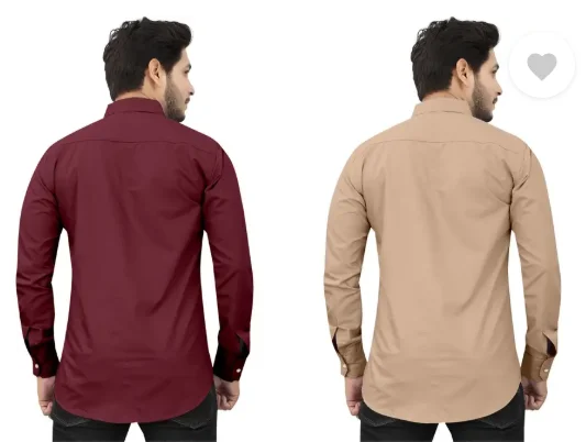 Men's Regular Fit Self-Design Curved Collar Casual Shirt | Pack of 2|Comfortable & Stylish for Casual & Office Wear| Available in Multiple Colors image 2