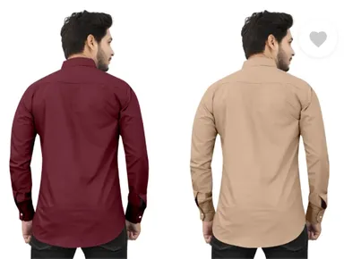 Men's Regular Fit Self-Design Curved Collar Casual Shirt | Pack of 2|Comfortable & Stylish for Casual & Office Wear| Available in Multiple Colors thumbnail 1