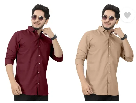Men's Regular Fit Self-Design Curved Collar Casual Shirt | Pack of 2|Comfortable & Stylish for Casual & Office Wear| Available in Multiple Colors image 4