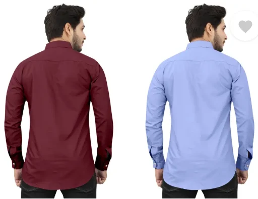 Men's Regular Fit Self-Design Curved Collar Casual Shirt | Pack of 2|Comfortable & Stylish for Casual Office Wear| Available in Multiple Colors image 2