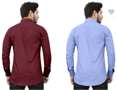 Men's Regular Fit Self-Design Curved Collar Casual Shirt | Pack of 2|Comfortable & Stylish for Casual Office Wear| Available in Multiple Colors thumbnail 1