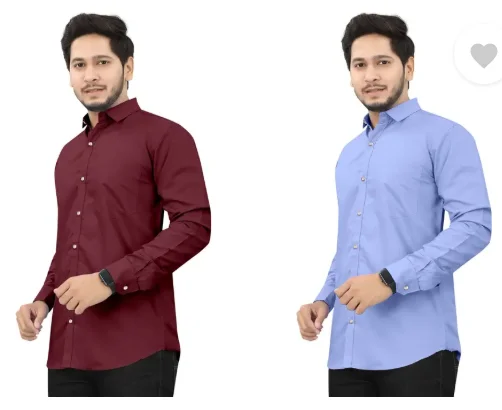 Men's Regular Fit Self-Design Curved Collar Casual Shirt | Pack of 2|Comfortable & Stylish for Casual Office Wear| Available in Multiple Colors image 3