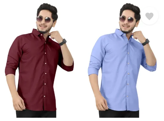 Men's Regular Fit Self-Design Curved Collar Casual Shirt | Pack of 2|Comfortable & Stylish for Casual Office Wear| Available in Multiple Colors image 4
