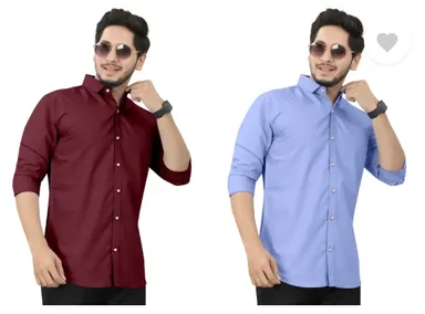 Men's Regular Fit Self-Design Curved Collar Casual Shirt | Pack of 2|Comfortable & Stylish for Casual Office Wear| Available in Multiple Colors thumbnail 3