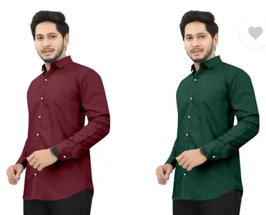 Men's Regular Fit Self-Design Curved Collar Casual Shirt | Pack of 2| Comfortable & Stylish for Casual & Office Wear| Available in Multiple Colors thumbnail 1