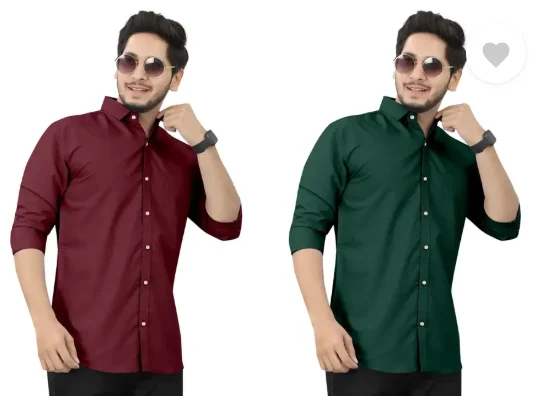 Men's Regular Fit Self-Design Curved Collar Casual Shirt | Pack of 2| Comfortable & Stylish for Casual & Office Wear| Available in Multiple Colors image 3