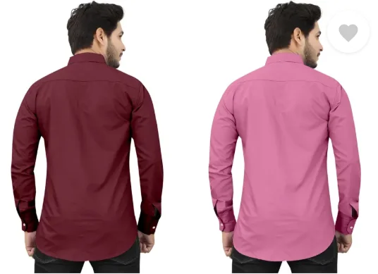 Men's Regular Fit Self-Design Curved Collar Casual Shirt | Pack of 2|Comfortable & Stylish for Casual & Office Wear|Available in Multiple Colors image 3