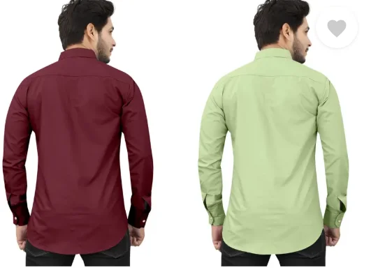 Men's Regular Fit Self-Design Curved Collar Casual Shirt | Pack of 2|Comfortable & Stylish for Casual & Office Wear|Available in Multiple Colors image 2