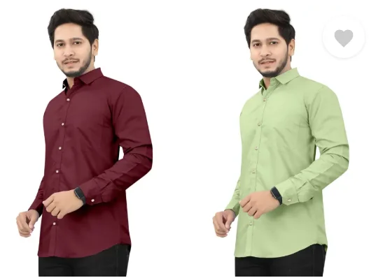 Men's Regular Fit Self-Design Curved Collar Casual Shirt | Pack of 2|Comfortable & Stylish for Casual & Office Wear|Available in Multiple Colors image 3