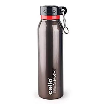 Cello Beatle 700ml Stainless Steel Vacuum Insulated Sports Bottle Black, Leak-Proof Thermoseal Hydration Flask for Gym Outdoor Cycling India thumbnail 0