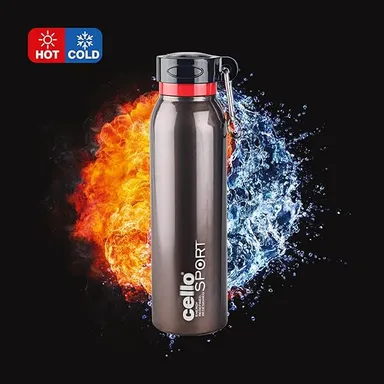 Cello Beatle 700 ml Gold Stainless Steel Vacuum Insulated Sports Bottle Leak-Proof Double Wall Thermo Seal Gym Outdoor Use thumbnail 2