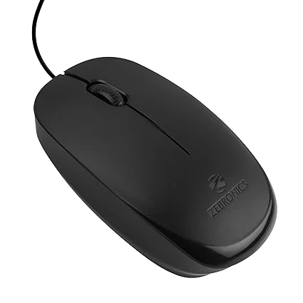 Zebronics | Wired USB Mouse | 3-Button 1200 DPI Plug & Play | Windows Mac | Office & Gaming Use | Black image 2