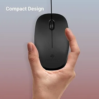Zebronics | Wired USB Mouse | 3-Button 1200 DPI Plug & Play | Windows Mac | Office & Gaming Use | Black thumbnail 3