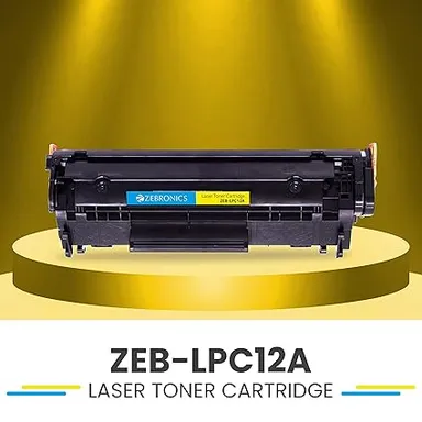 Zebronics | ZEB-LPC12A Printer Cartridge | Compatible with HP LaserJet 1010 1020 1022 3050 | Canon LBP2900 3000 | High Yield Black Toner | Office & Home Printing thumbnail 1