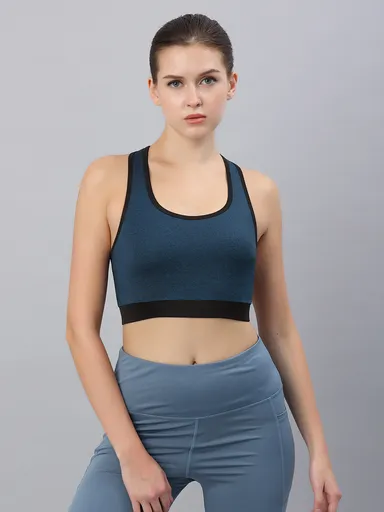  Wirefree Seamless Sports Bra for Women | Full Coverage, Lightly Padded | Blue | Comfortable Activewear thumbnail 1