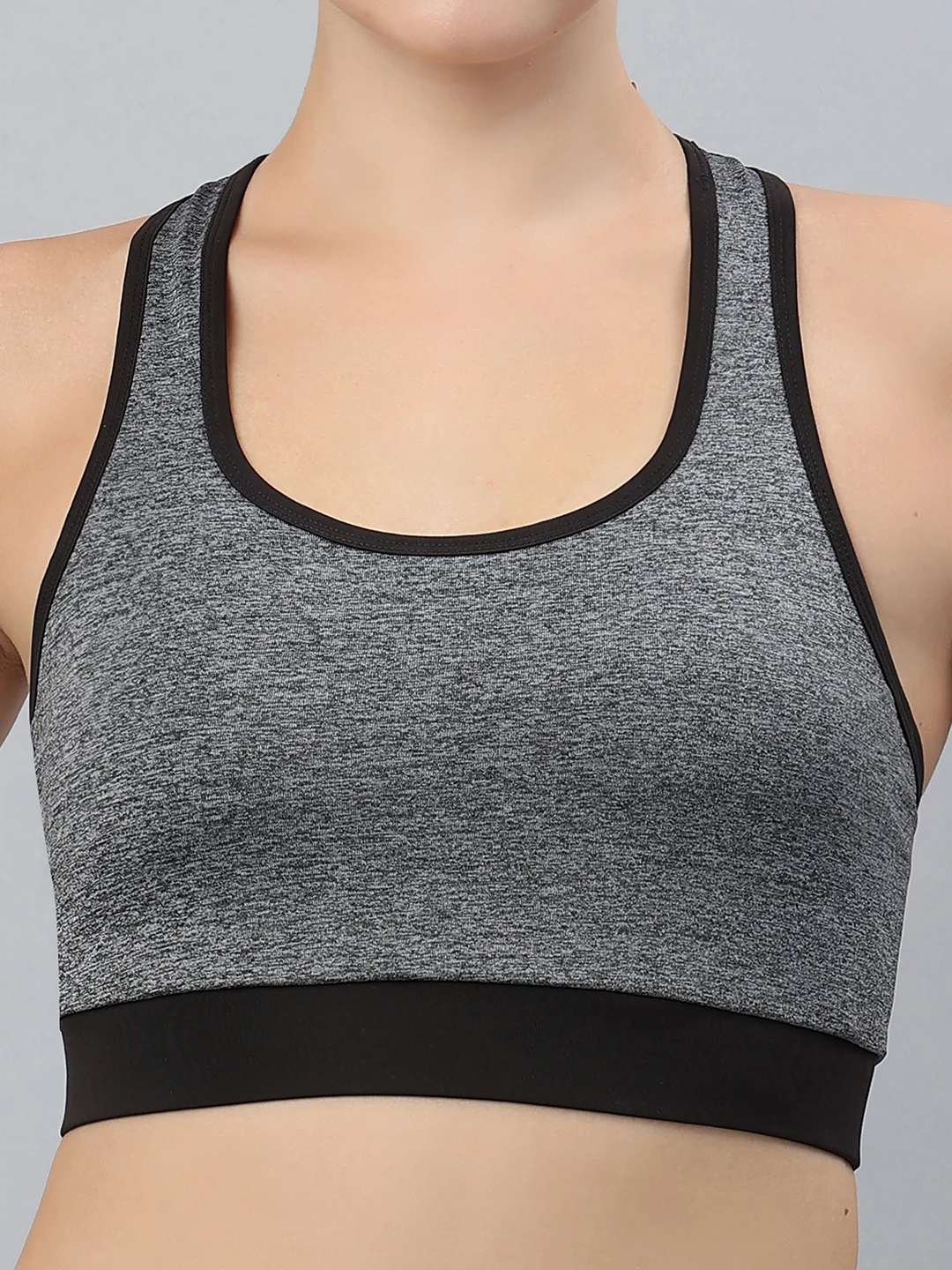 Wirefree Seamless Sports Bra for Women | Full Coverage, Lightly Padded | Grey | Comfortable Activewear image 1