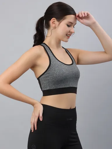 Wirefree Seamless Sports Bra for Women | Full Coverage, Lightly Padded | Grey | Comfortable Activewear thumbnail 3