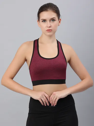 Wirefree Seamless Sports Bra Maroon | Full Coverage | Lightly Padded Women thumbnail 1