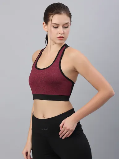 Wirefree Seamless Sports Bra Maroon | Full Coverage | Lightly Padded Women thumbnail 2