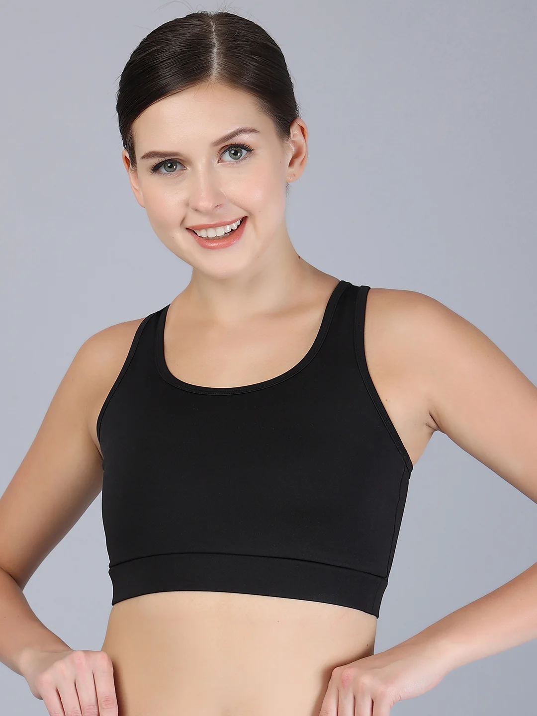 Wirefree Seamless Sports Bra for Women | Lightly Padded Full Coverage | Black | Comfortable Activewear image 1