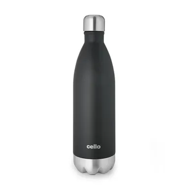 Cello Duro Swift 750 ml Black Stainless Steel Vacuum Insulated Water Bottle — Double Wall Leak-Proof Flask for Hot & Cold Beverages thumbnail 0
