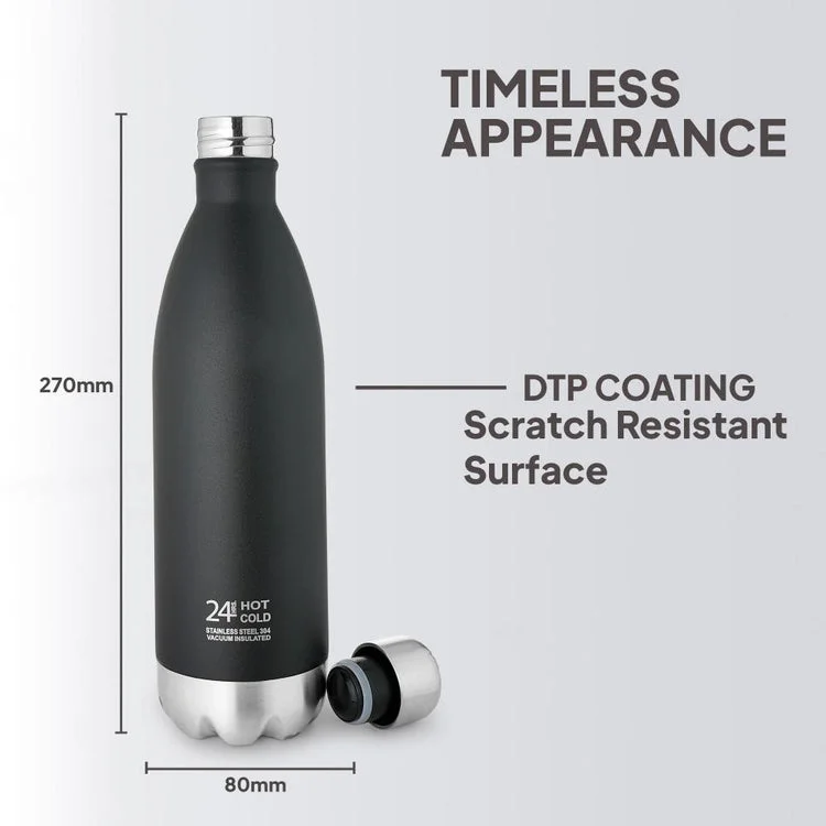 Cello Duro Swift 750 ml Black Stainless Steel Vacuum Insulated Water Bottle — Double Wall Leak-Proof Flask for Hot & Cold Beverages image 2