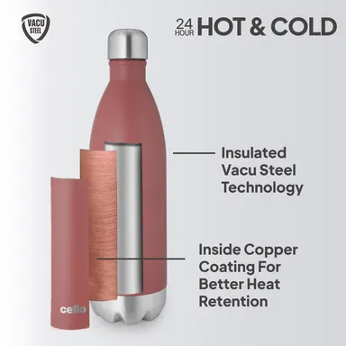 Cello Duro Swift 750ml Double-Walled Stainless Steel Vacuum Insulated Water Bottle – Hot & Cold Leak-Proof Flask with DTP Coating (Black/Blue/Green/Red) thumbnail 2